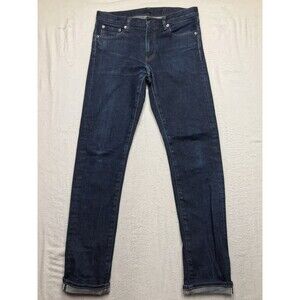 UNIQLO Selvedge Jean Men 31x32 Slim Straight Kaihara Japanese Denim Dark Wash